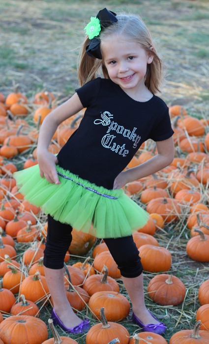 Anna Kate age 4 1/2 at the pumpkin patch Spooky Cute