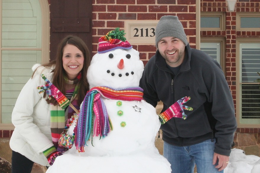 Mike and Melissa with our first 2113 snowman best snow girl ever colorful