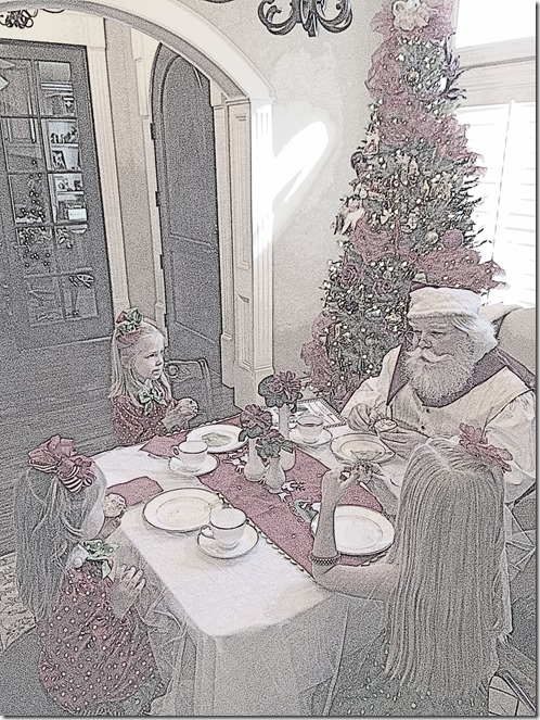 Storybook Tea Time with Santa - Pencil Sketch