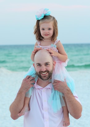 Daddy and Rose on the beach
