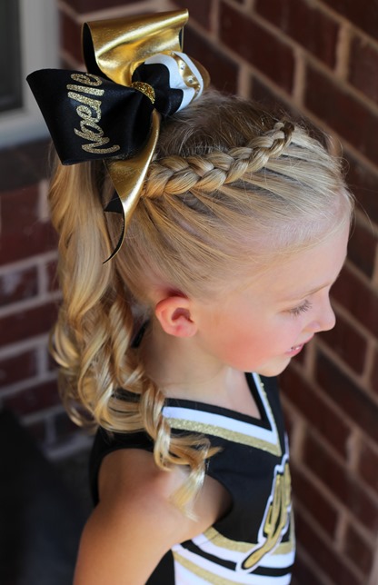 dutch braid hair style cheer braid high pony