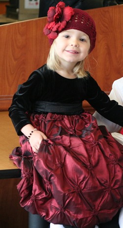 Mrs. Peggy red dress