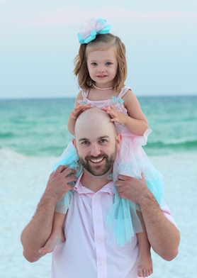 Daddy and Rose on the beach